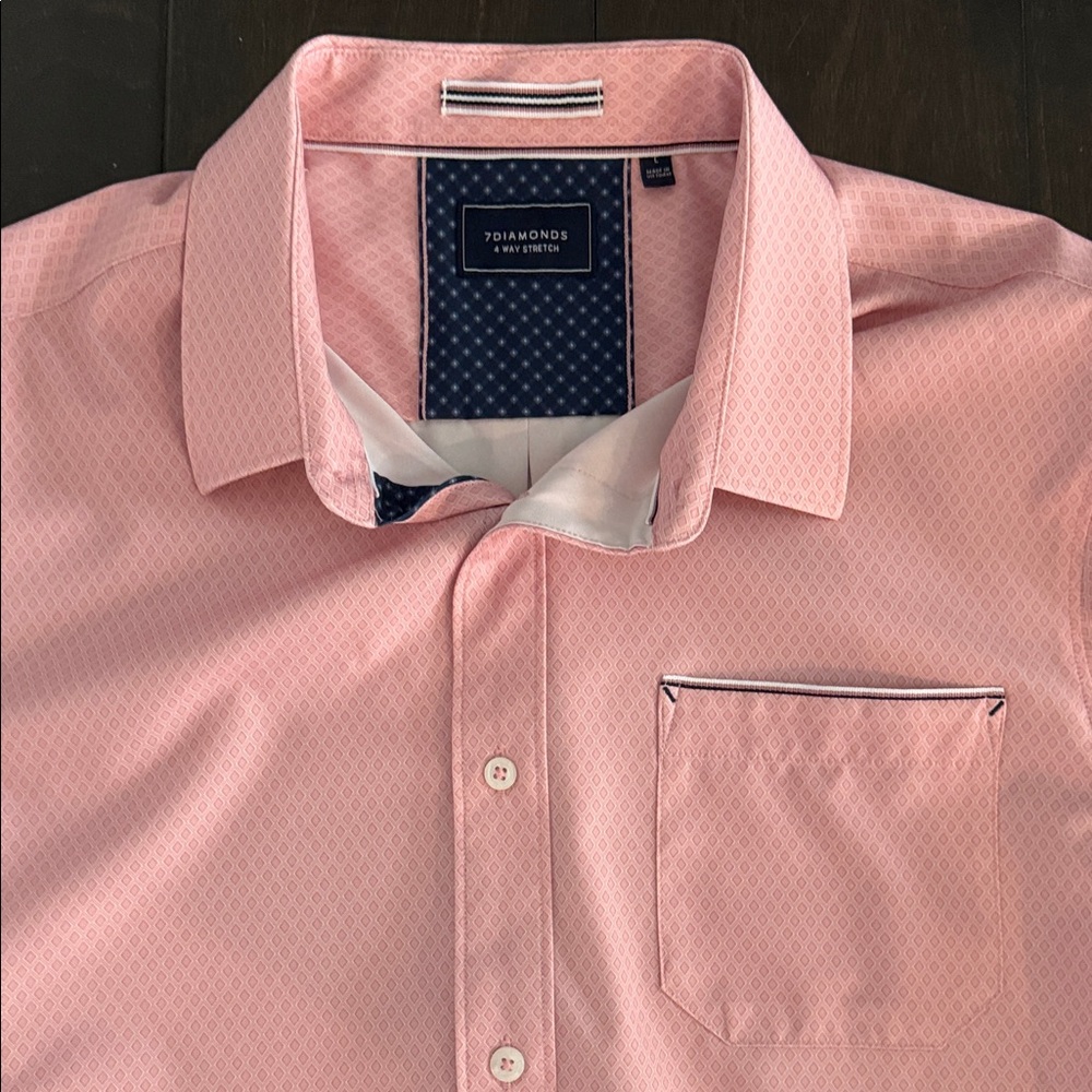 7 Diamonds Men's Casual Pink Button Down Shirt